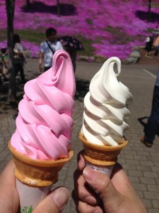 滝上芝桜祭でのソフトクリーム
